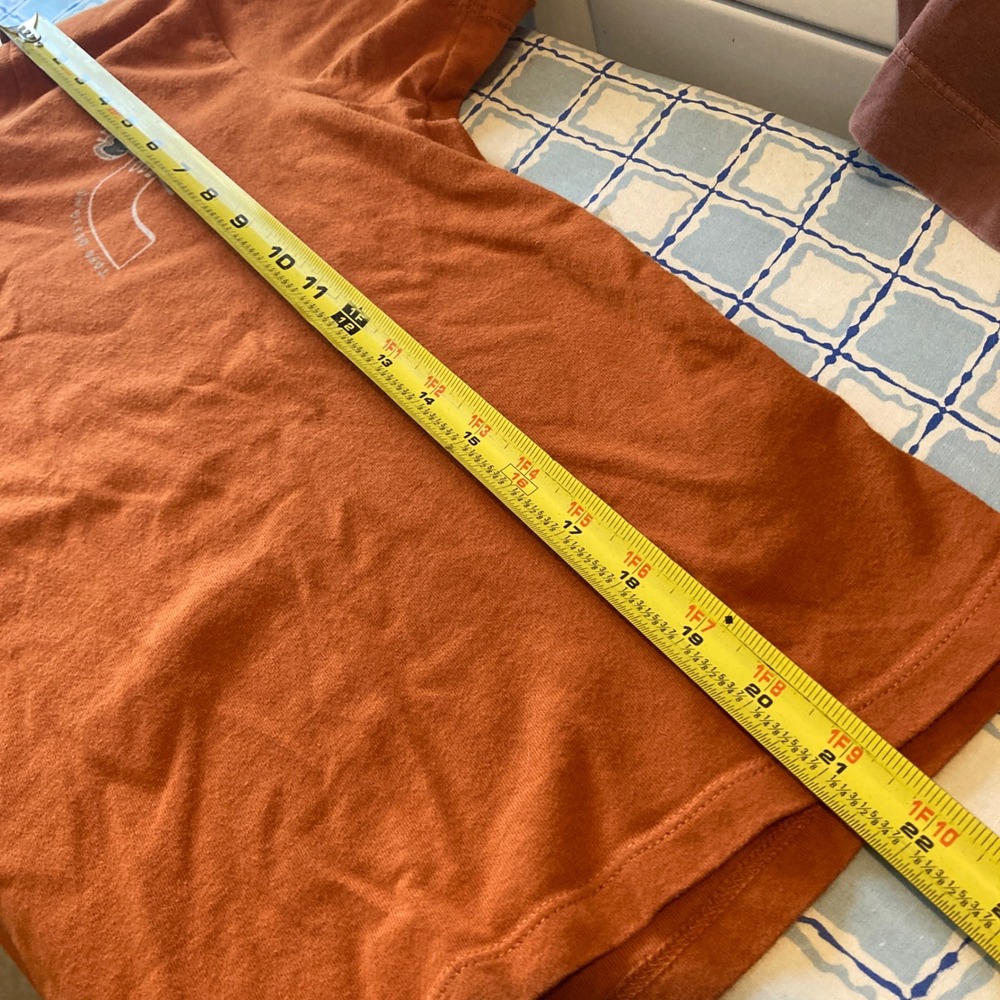 Topo Designs Womens Small Graphic T-Shirt Burnt Orange Rust Floral Short Sleeve